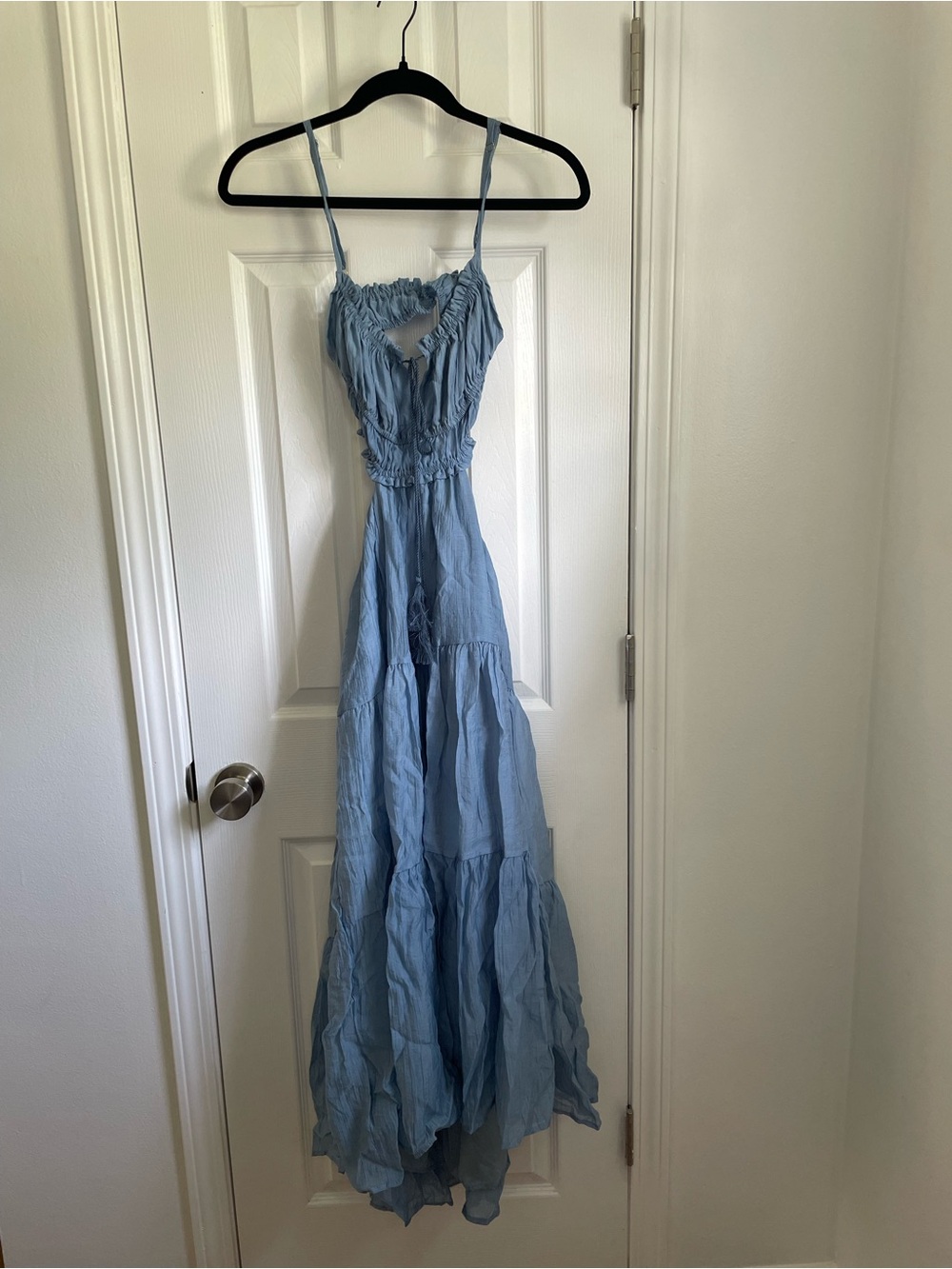 Amazon Light Blue Backless Tiered Maxi Dress - Picture 3 of 3